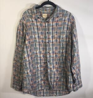 G.H. Bass & Co Plaid Button Down Shirt Large Cotton Casual Classic